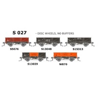 SDS Models Spoked Wheels Wagon w/Buffers S027 5 Car Pack