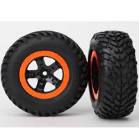 Traxxas Tyre & Wheel Assy, Glued (Sct, Black, Orange 2WD)