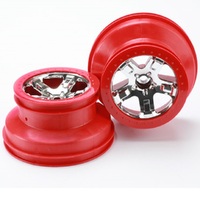 Traxxas Wheels Sct Chrome Red Beadlock Style