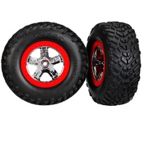 Traxxas Tires & Wheels, Sct Chrome, Red Beadlock Dual Profile