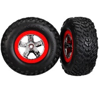 Traxxas Tires & Wheels, Ass. Sct Chrome, Red Beadlock Off-Road Racing Tires