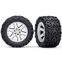 Traxxas Tires & Wheels, Ass, Glued (2.8') Rxt Satin Chrome Wheels, Talon Extrm Tires (2)