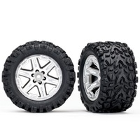 Traxxas Tires & Wheels, Ass, Glued (2.8') Rxt Satin Chrome, Talon Extrm Tires (2)