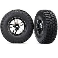 Traxxas Tires & Wheels, Ass, Glued, Sct Split-Spk Blk Chrome, Bfgoodrich Mud-Terrain (2)