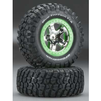 Traxxas Tyre/Wheel Assembled Green Beadlock Front & Rear x2 TRA-6876