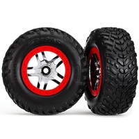 Traxxas Tires & Wheels S1 Sct Split-Spoke Chrome, Red Beadlock Dual Profile