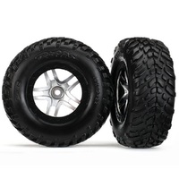 Traxxas Tires & Wheels, Sct Split-Spoke Satin Chrome, Blk Beadlock Dual Profile