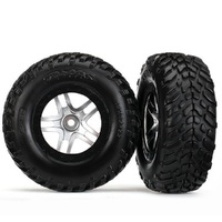 Traxxas Tires & Wheels S1 Compound Sct Split-Spoke Satin Chrome, Blk Beadlock Dual Profile