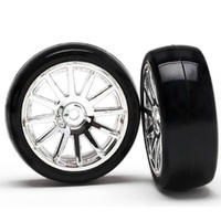 Traxxas 12-Sp Chrome Wheels, Slick Tyres