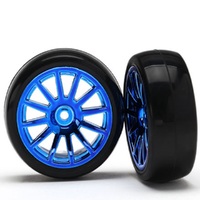 Traxxas 12-Sp Blue Wheels, Slick Tires