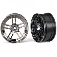 Traxxas Wheels, 1.9' Split-Spoke Blk Chr (Front) (2)