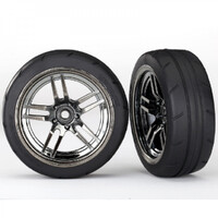 Traxxas T&Whls Assemb, Split Spoke Blk/Chr (F)