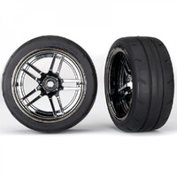 Traxxas T&Whls Assemb, Split Spoke Blk/Chr (R)