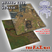 The F.A.T. Mat - 30x22in Ruined City + Jungle Double Sided Small Gaming Mat