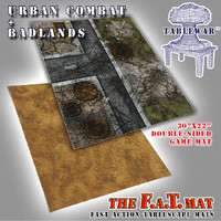 The F.A.T. Mat - 30x22in Urban Combat + Badlands Double Sided Small Gaming Mat