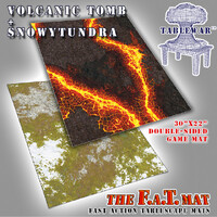 The F.A.T. Mat - 30x22in Snowy Tundra + Volcanic Tomb Double Sided Small Gaming Mat