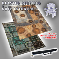 The F.A.T. Mat - 30x22in Blasted Airfield + Ship Interior Double Sided Small Gaming Mat