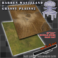 The F.A.T. Mat - 30x22in Barren Wasteland + Grassy Plains 2 Double Sided Small Gaming Mat