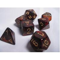 Chessex Dice Sets: Blue Blood/Gold Scarab Polyhedral 7-Die Set