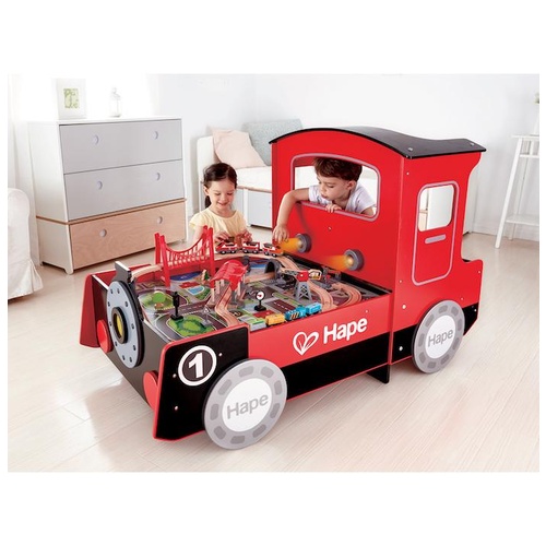 hape train table red